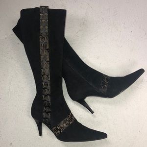 PATRIZIA PANCALDI BLACK SUEDE W/ PONY HAIR SZ 38